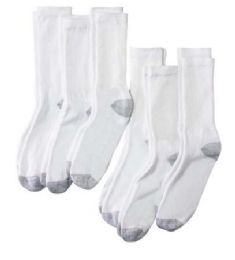24 Pairs Yacht & Smith Kids Cotton Terry Crew Socks White With Gray Heel And Toe Size 6-8 - Boys Crew Sock