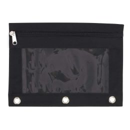96 Wholesale 3 Ring Binder Pencil Case With Window - Black
