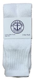 24 Pairs Yacht & Smith Kids 17 Inch Cotton Tube Socks Solid White Size 6-8 - Boys Crew Sock