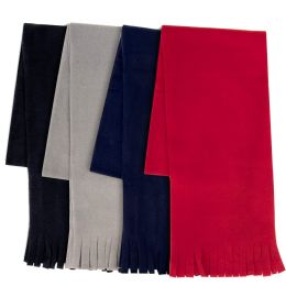 100 Pieces Adult Fleece Scarves 60" X 8" With Fringe - Assorted Colors - Womens Fashion Scarves