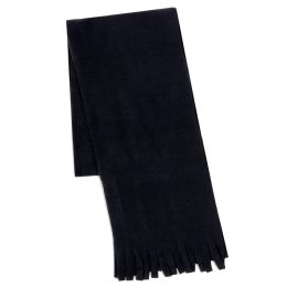 100 Pieces Adult Fleece Scarves 60" X 8" With Fringe - Black - Womens Fashion Scarves