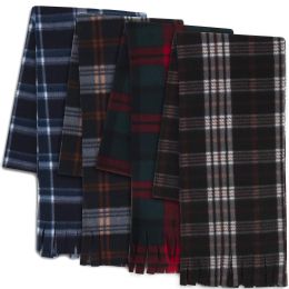 100 Wholesale Adult Fleece Scarves 60" X 8" With Fringe - Flannel Scarves