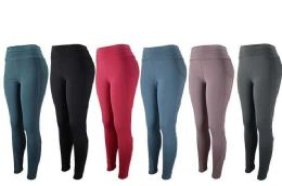 12 Wholesale Womens Stretch Long Leggings In Assorted Colors