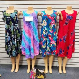 Print Sundress Sleeveless Mid Length Ladies' Patio Dress