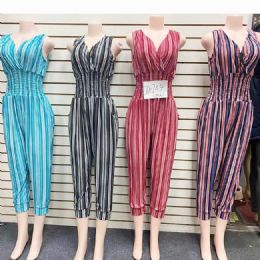 12 Wholesale Womens Striped Romper In Assorted Color And Size