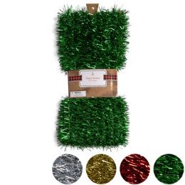 24 Pieces Garland Tinsel 50ft Christmas 4asst Colors Wrapcard/peggable Red/green/silver/gold - Hanging Decorations & Cut Out