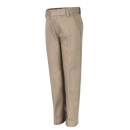 24 Wholesale Kid's Flat Front Double Knee Pants- Khaki- Size 5
