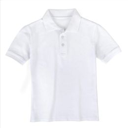 24 Bulk Wholesale Kid's Short Sleeve Polo - White- Size 5-6