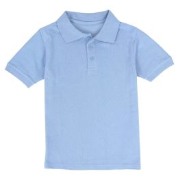 24 Wholesale Kid's Short Sleeve Polo - Light BluE- Size 14-16