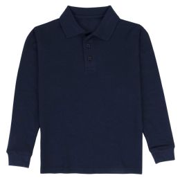 24 Pieces Kid's Long Sleeve Polo - Navy -Size 14-16 - School Uniforms