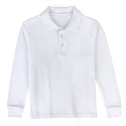 24 Pieces Kid's Long Sleeve Polo - White -Size 10-12 - School Uniforms