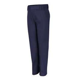 24 Wholesale Kid's Flat Front Double Knee Pants - Navy- Size 5