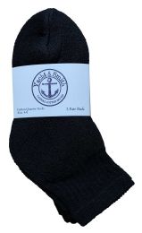 36 Wholesale Yacht & Smith Kids Cotton Quarter Ankle Socks In Black Size 4-6 Bulk Pack