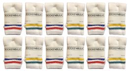 36 Wholesale Yacht & Smith Kids Cotton Tube Socks White With Stripes Size 4-6 Bulk Pack