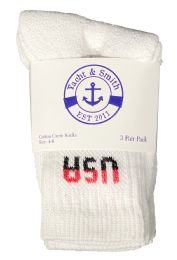 84 Pairs Yacht & Smith Kids Cotton Usa Crew Socks White Sock Size 4-6 - Boys Crew Sock