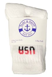 120 Pairs Yacht & Smith Kids Cotton Usa Crew Socks White Sock Size 4-6 - Boys Crew Sock
