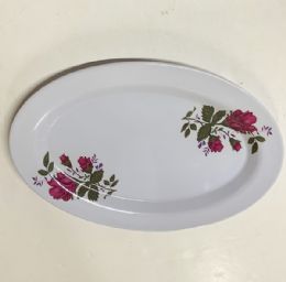 120 Pieces Oval Plate Floral Design - Plastic Bowls and Plates