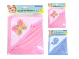 96 Bulk Baby Hooded Towel 2 Assorted