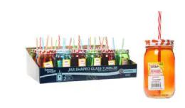 48 Units of Mason Jar With Straw Assorted Color - Food Storage Containers
