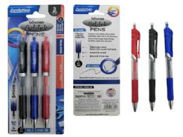144 Wholesale 3 Piece Retractable Gel Pen
