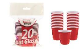 72 Pieces Shot Glasses Red 2 Ounce 20 Count - Plastic Drinkware