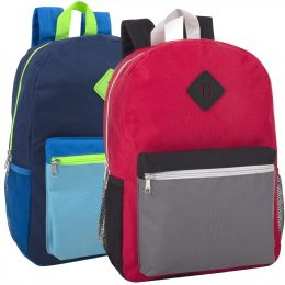 24 Units of 16 Inch Multicolor Backpack With Side Pocket - Backpacks 16"