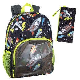 24 Wholesale 17 Inch Outer Space Backpack - With Pencil Pouch