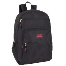 24 Pieces Deluxe Multi Pocket Backpack In Black - Backpacks 18" or Larger