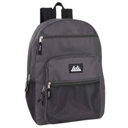 24 Wholesale Deluxe Multi Pocket Backpack In Grey