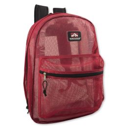 24 Pieces Premium Quality Mesh 17 Inch Backpack - Red - Backpacks 18" or Larger