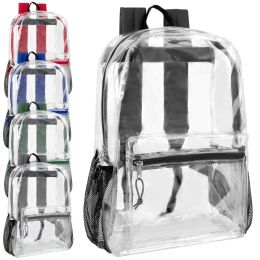 24 Wholesale Classic 17 Inch Clear Backpack - 5 Color Assortment