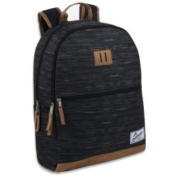 24 Wholesale 18 Inch Suede Base Backpack - Black