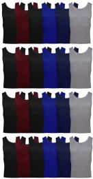 24 Pieces Yacht & Smith Mens Ribbed 100% Cotton Tank Top, Assorted Colors, Size S - Mens T-Shirts