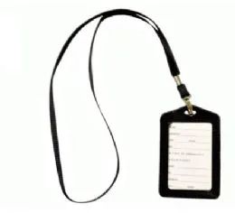 72 Wholesale Lanyard With Id Holder Vertical Black