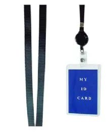 72 Units of Lanyard With Retractable ID Holder Vertical Black - Id card