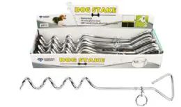 24 Units of Dog Tie Out Chrome Steak 16 inch - Pet Toys