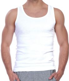 24 Pieces Yacht & Smith Mens White Ribbed 100% Cotton Tank Top Size S - Mens T-Shirts
