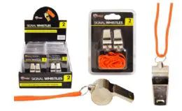 72 Units of Steel Whistles 2 Pack - Novelty Toys