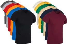 144 Bulk Mens Cotton Crew Neck Short Sleeve T-Shirts Irregular , Assorted Colors And Sizes S-4xl
