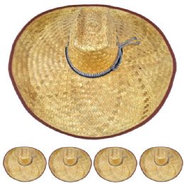 12 Units of Large Brim Bamboo Straw Pescador Man Sun Hat - Sun Hats