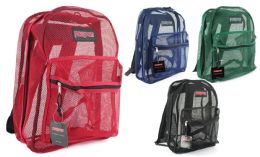 12 Wholesale 17" Mesh Backpacks - Assorted Colors