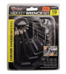 36 Wholesale Hex Key Wrench Set On Ring 10 Piece Sae