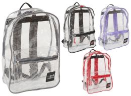 24 Wholesale 17" Clear Backpacks W/ Solid Trim