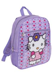 24 Wholesale 14" Hello Kitty Junior Backpacks W/ Heart Prints