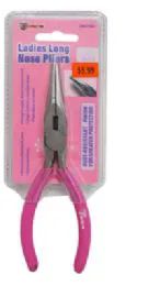 24 Wholesale Long Nose Pliers 6 Inch Pink