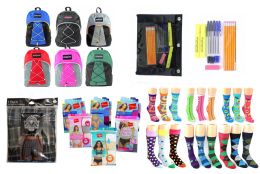 288 Pieces High School BacK-TO-School Bundle - 288 Items - 17" Bungee Backpacks, Supply Kits, Underwear, & Graphic Crew Socks! - School Supply Kits
