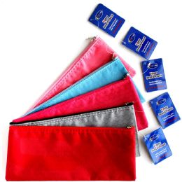 72 Wholesale Pencil Pouches W/ Zipper & Embroidered Hexagon Patterns - Assorted Colors