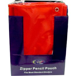 48 Wholesale 3-Ring Mesh Window Pencil Pouches W/ Zipper - Assorted Colors