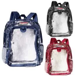 2 Wholesale 17'' Clear Pvc Backpack With Beverage Pocket In Assorted Col