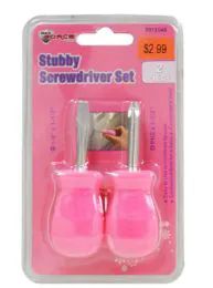 48 of Pink Stubby Screwdrivers 2 Piece